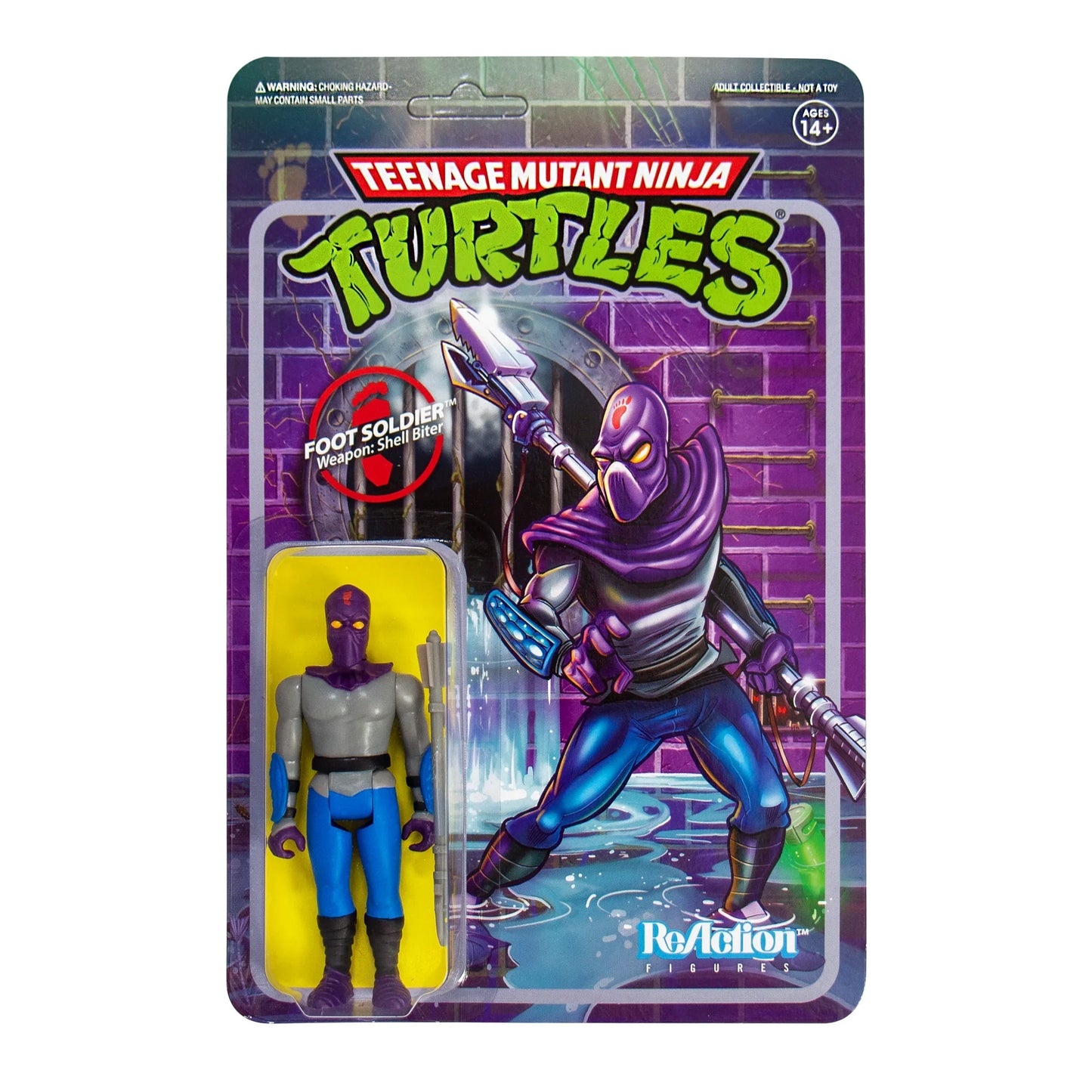 Super7 ReAction Figures - Teenage Mutant Ninja Turtles - Foot Soldier (Shell Biter Weapon) Action Figure (80226) LOW STOCK
