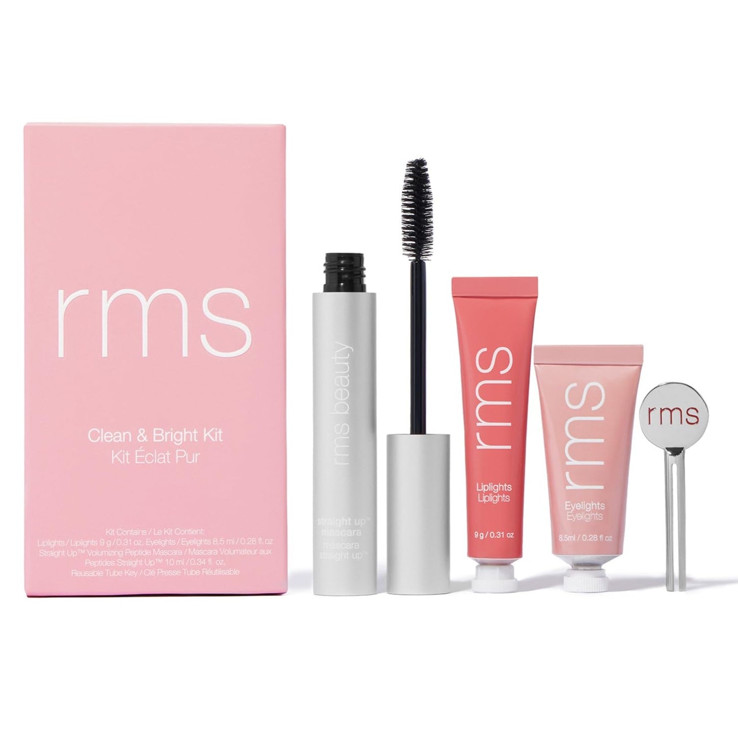 RMS Beauty Clean & Bright Kit - Makeup Gift Set with Cream Eyeshadow, Volumizing Mascara, & Lip Gloss, Holiday Gift Set, Beauty Gifts for Women