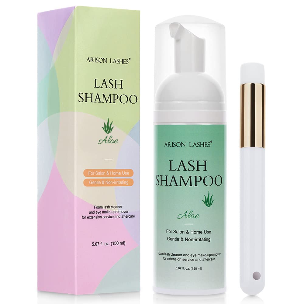 150ml Lash Shampoo for Lash Extensions Eyelash Extension Cleanser Natural Lash Extension Shampoo Arison Safe Eyelid Foaming Cleanser Makeup Remover, for Home and Salon Use