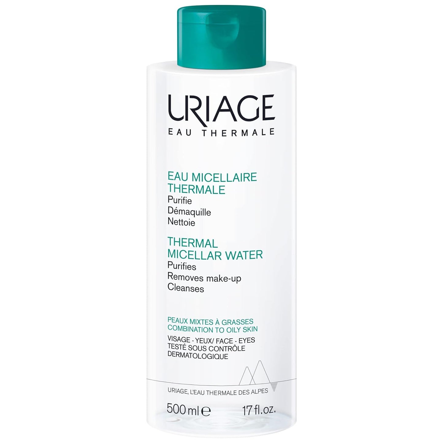 Thermal Micellar Water Combination & Oily Skin 17 fl.oz. | Oil- free Cleansing Care that Removes Excess of Oil, Dirt and Makeup | Gentle Waterproof Makeup Remover, Suitable for Sensitive Skin