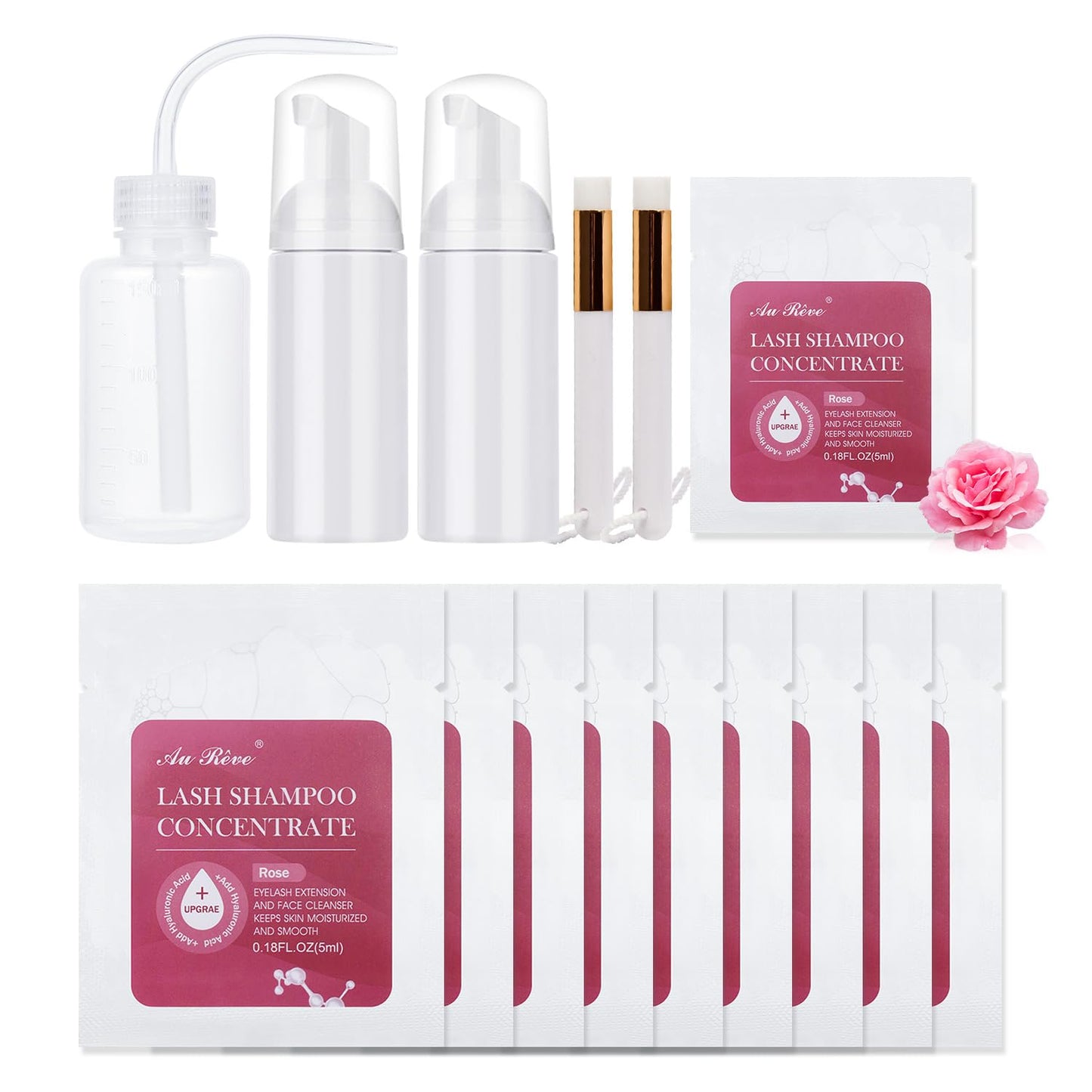 Lash Shampoo Concentrate Eyelash Extension Cleanser Update Lash Shampoo for Lash Extensions Non-irritation Lash Cleaning Kit Salon Eyelash Shampoo Home Use Lash Wash - Rose