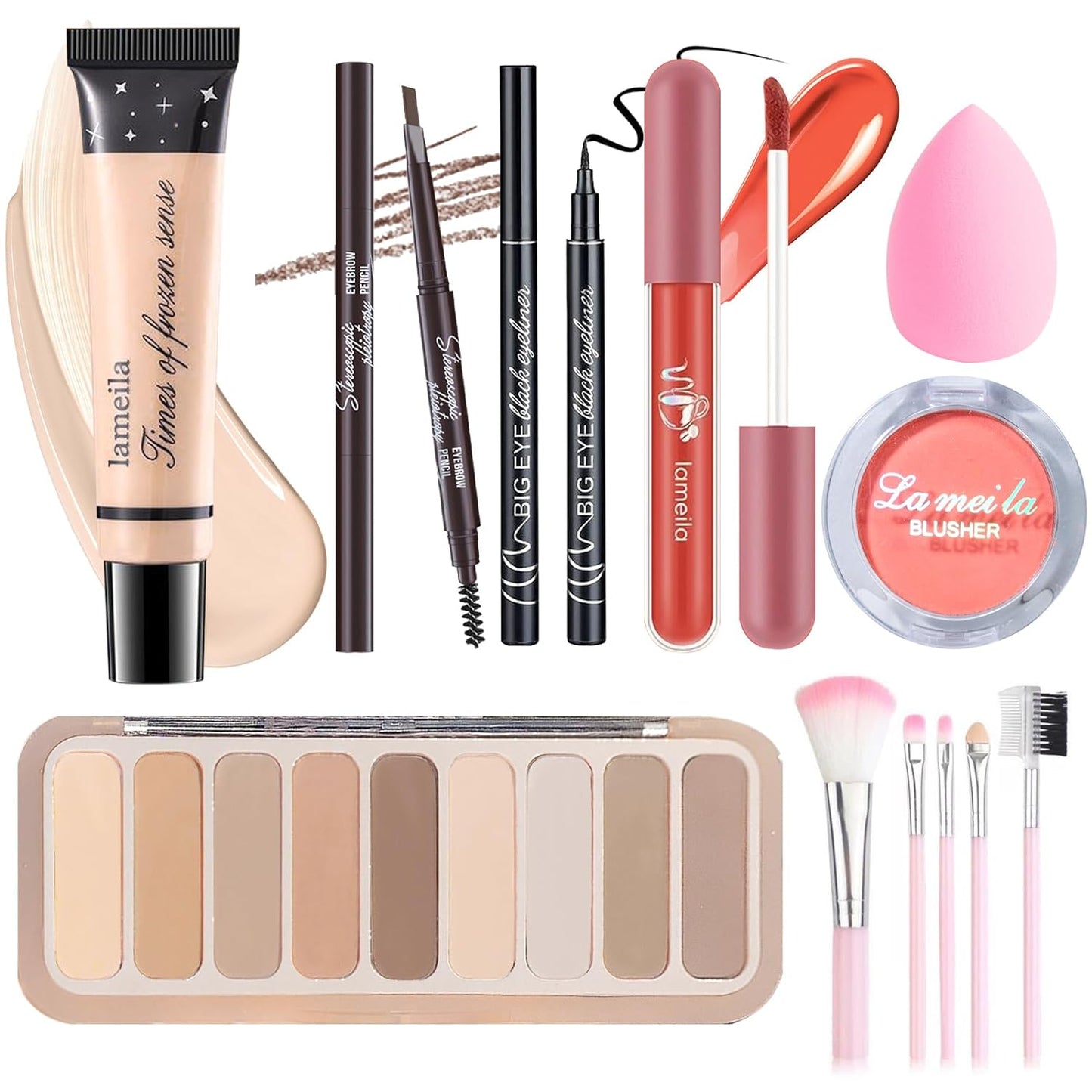 Makeup Sets for Girls Teens Teenagers, All in One Makeup Kit, Beginners Travel Makeup Kit - Eyeshadow Palette, Foundation, Face Blusher, Eyebrow Pencil, Eyeliner, Lip Gloss, Brush Set & Sponge