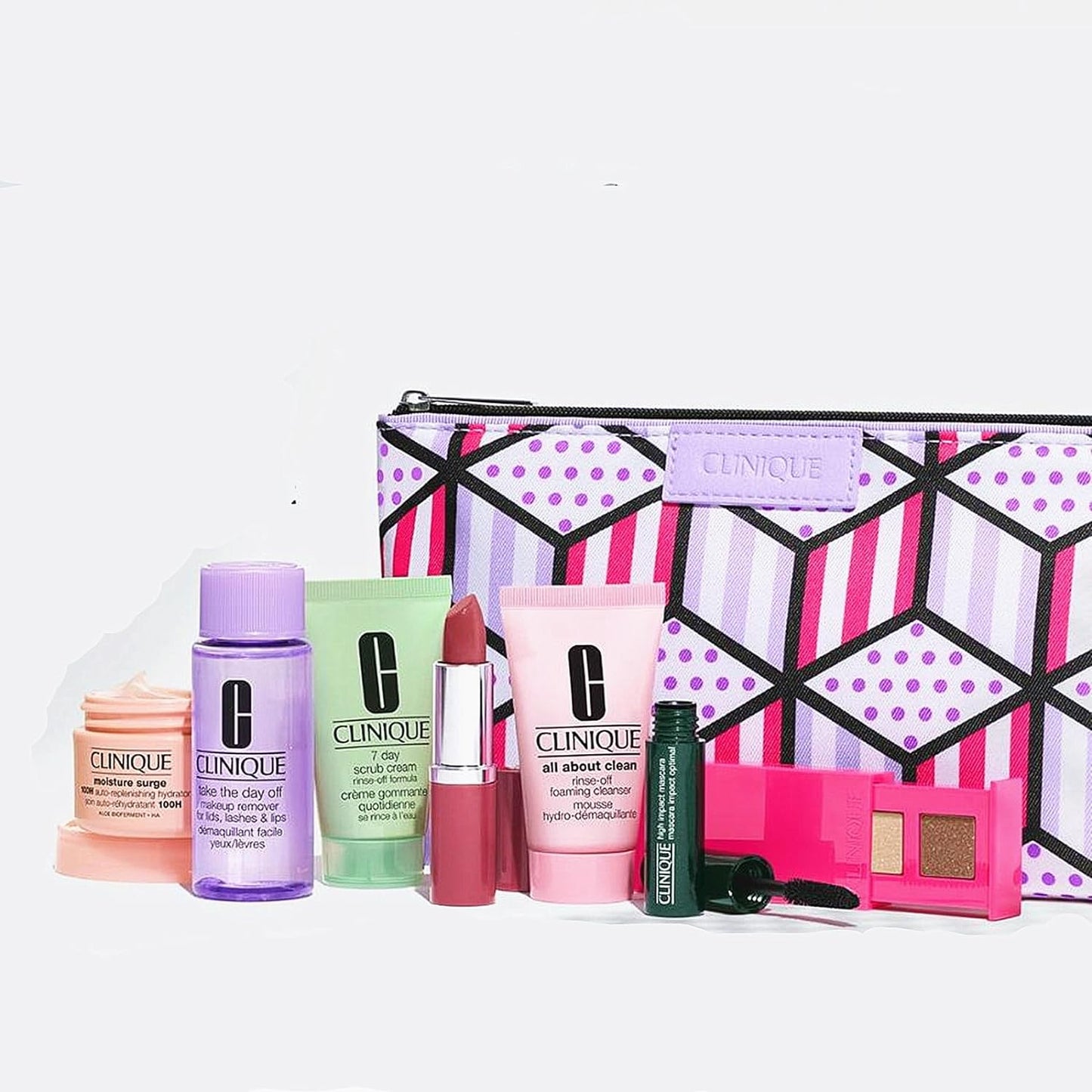 Clinique 8 Pc Set Eyeshadow Duo Moisture Surge Lipstick Mascara