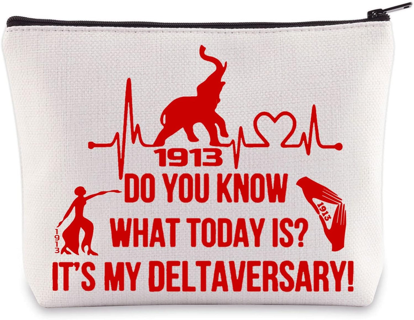 WZMPA Sorority DST Paraphernalia It's My Deltaversary Sorority Make up Bag Greek Sorority Gift Sigma Theta Paraphernalia (Deltaversary)