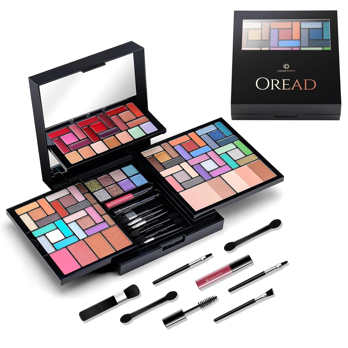 Makeup Kit For Women With Mirror, Full Makeup Gift Set 95 Colors Includes 50 Matte & Pearl Eyeshadow Palettes And Lipgloss Face Powder Bronzes Blushes Applicators