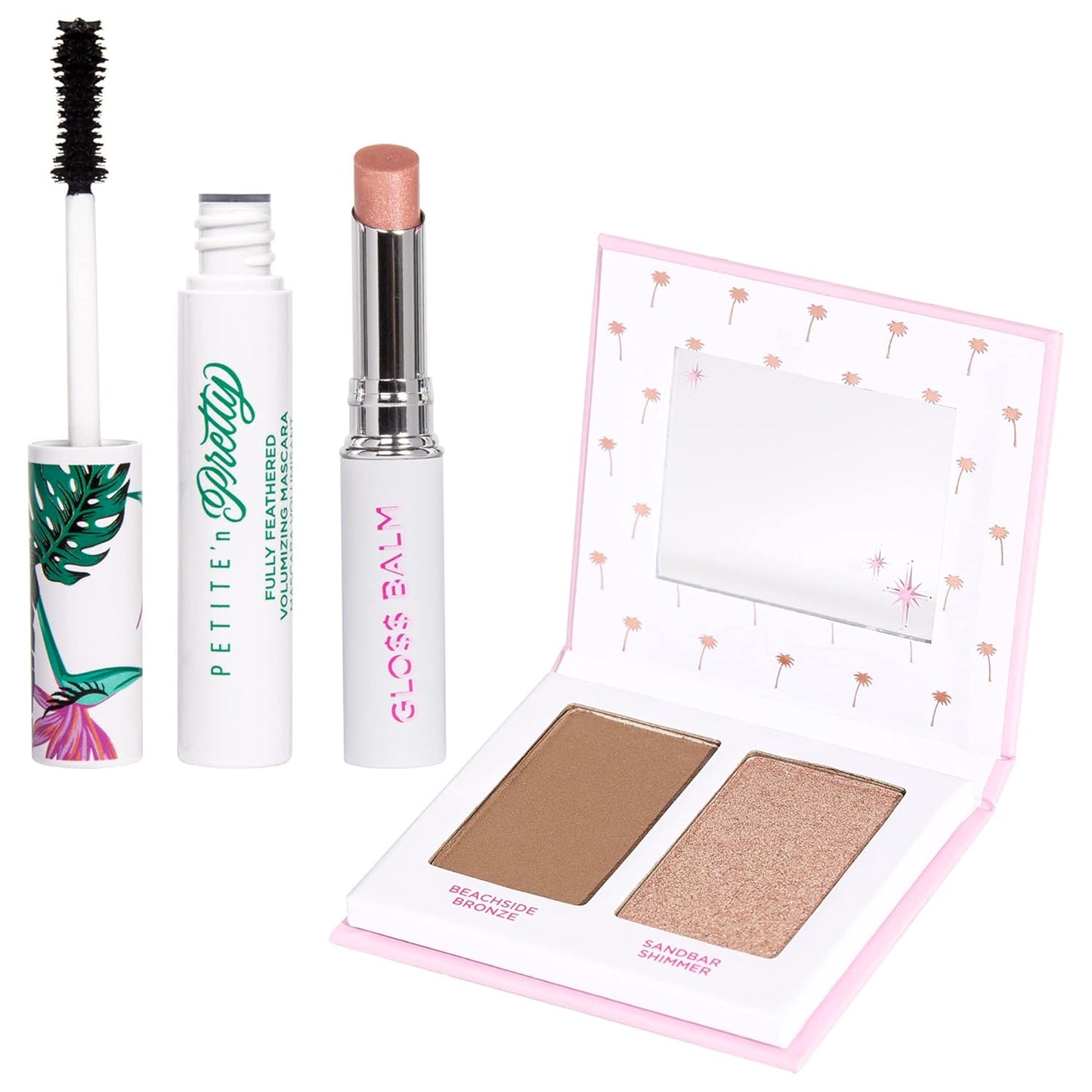 Petite ’n Pretty - GLOW Makeup Set for Kids, Children, Tweens and Teens - Includes Cheek & Highlighter Duo, Gloss Lip Balm, and Fully Feathered Volumizing Mascara - Made in the USA