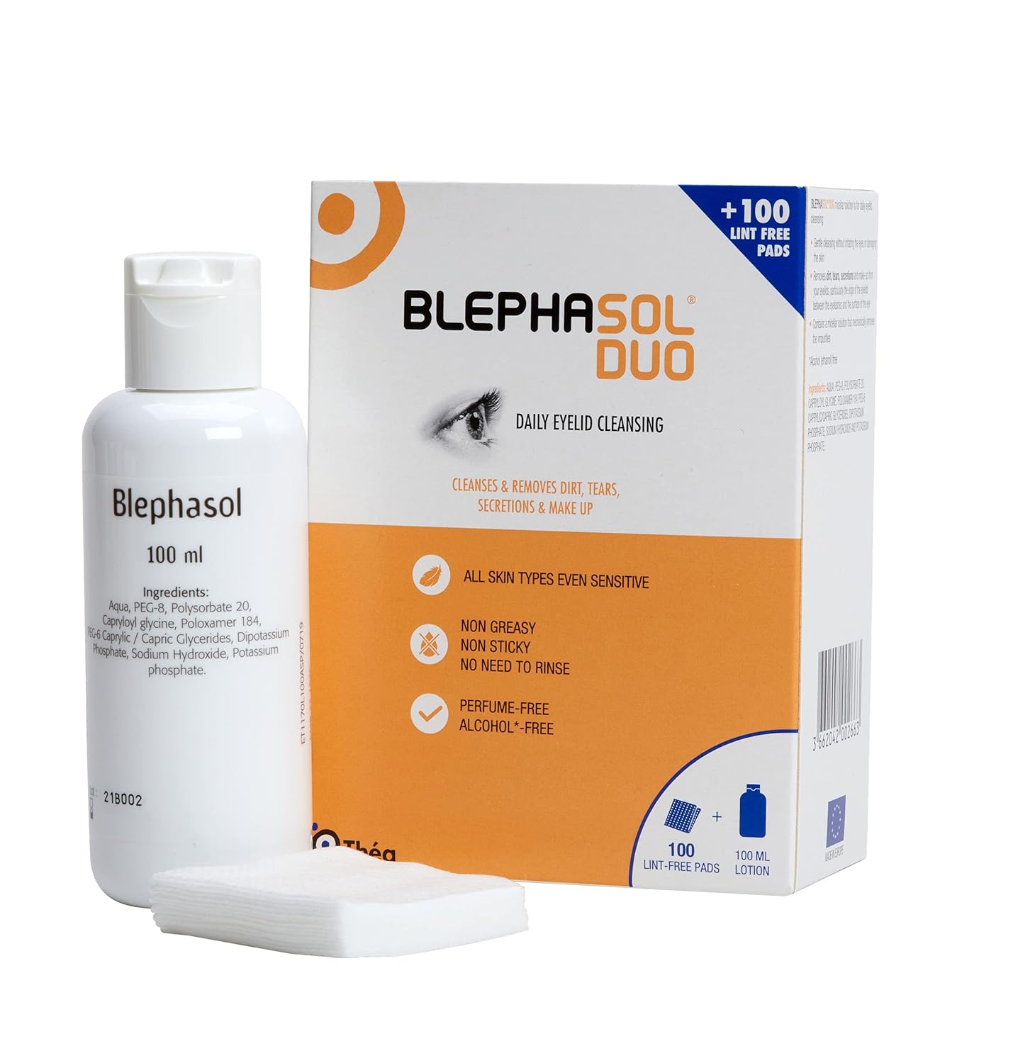 Blephasol Duo 100ml Eyelid Cleansing Micellar Lotion with 100 Cotton Pads for Daily Eyes Care | Preservatives Free | Suitable for Contact Lens Wearers