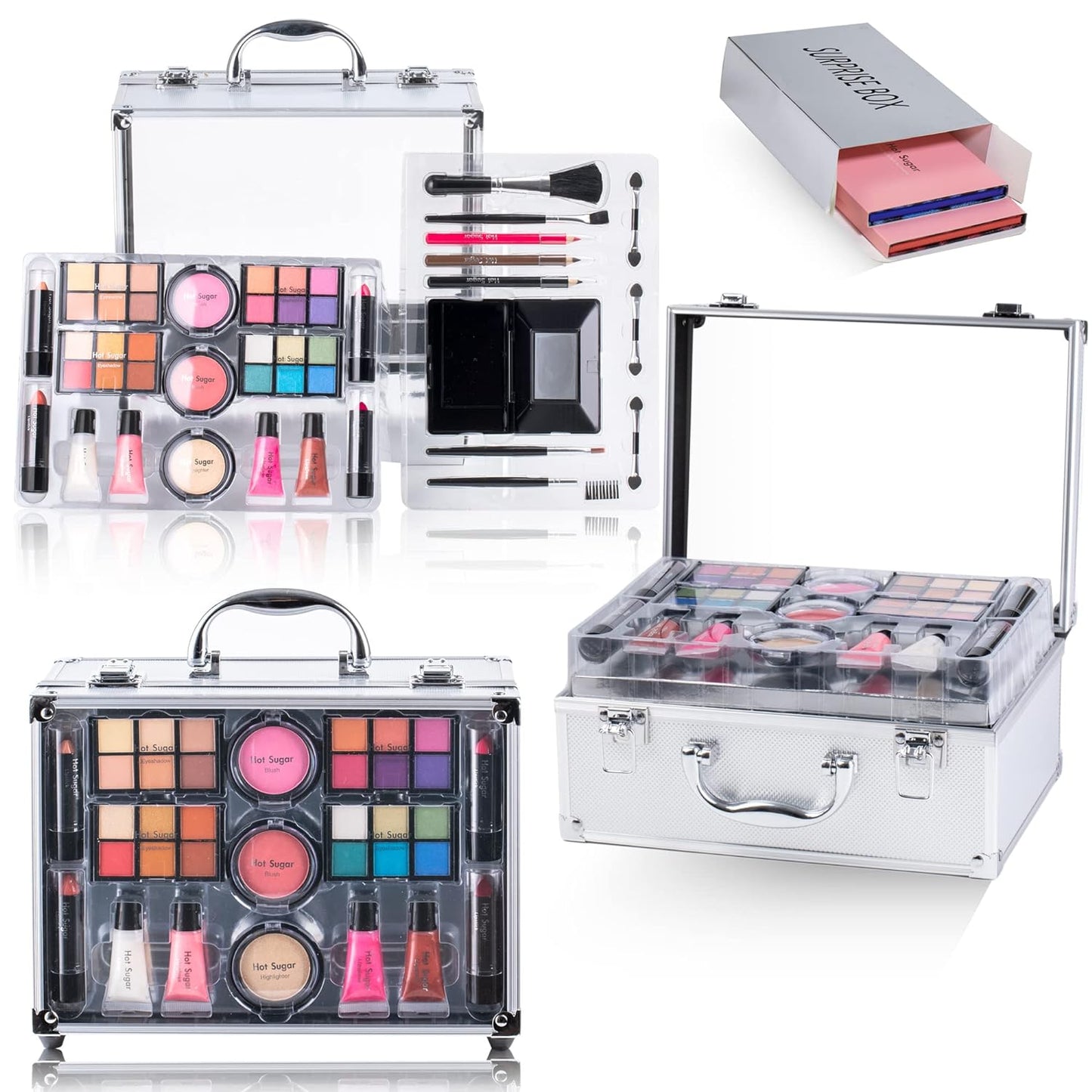 Hot Sugar Makeup Kit for Girls 10-12, Basic Cosmetic Set for Women - Perfect to Begin the Makeup Journey (Clear)