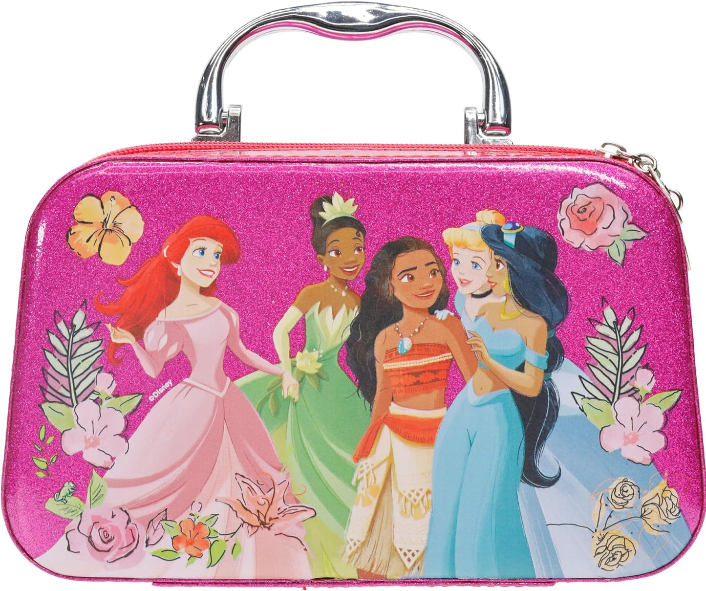 Townley Girl Disney Princess Tiana, Cinderella, Jasmine, Moana and Ariel Fashion Purse Set with Makeup, Toys Gift for 3 4 5 6 7 8 9 10 11 12 Years Old Kid
