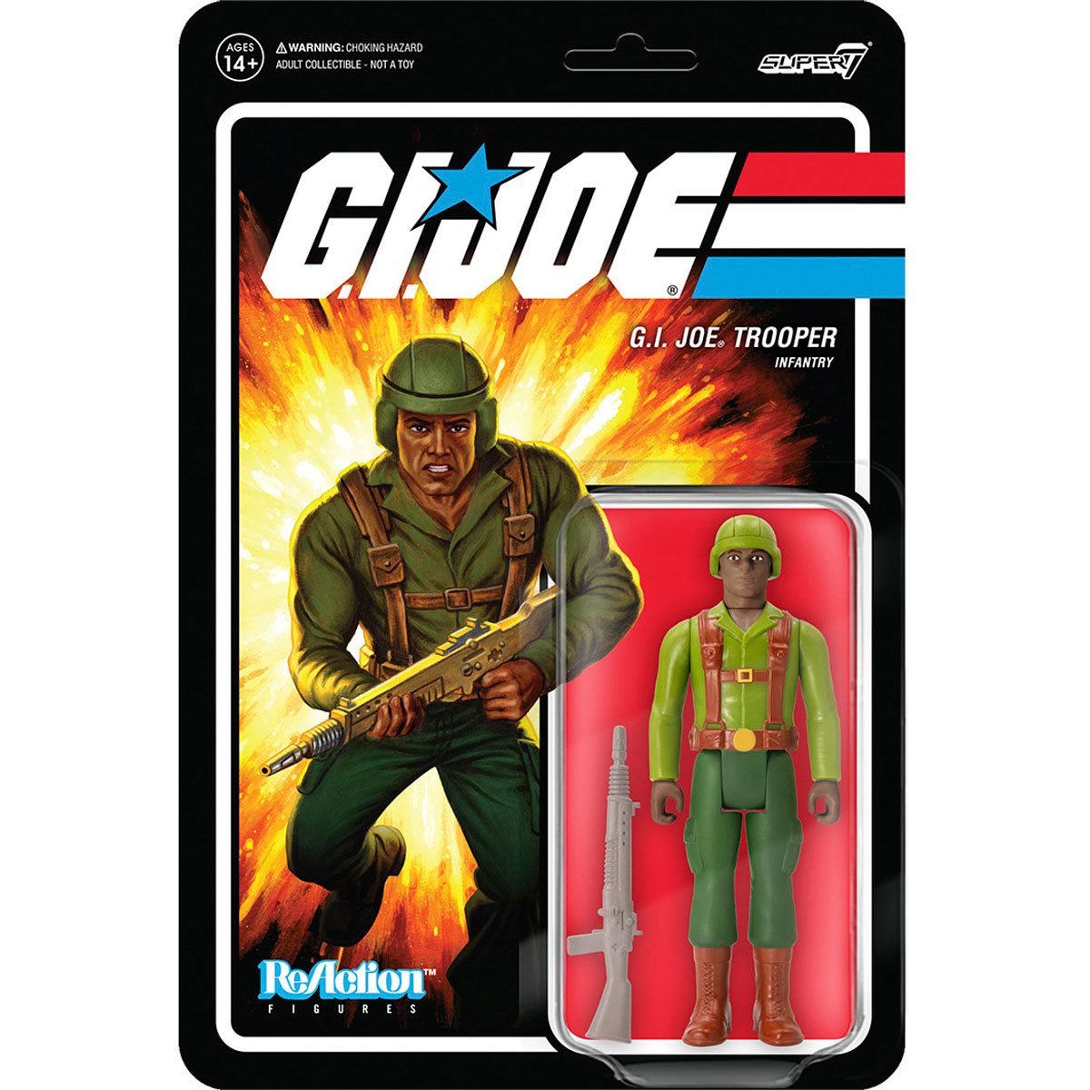Super7 ReAction Figures - G.I. Joe Wave 1 - G.I. Joe Trooper Infantry Greenshirt, Brown Figure 81393 LAST ONE!