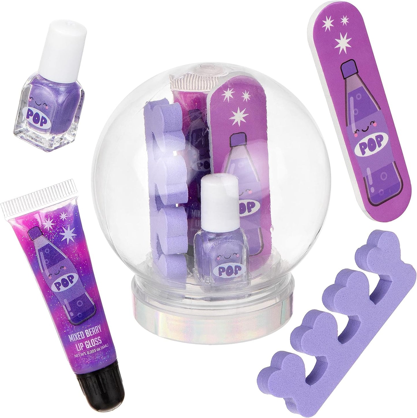 Expressions 5pc Snow Globe Manicure Set for Girls and Teens, Starter Makeup Set with Nail Polish and Lip Gloss, Manicure and Pedicure Kit, Kids Makeup Kit for Girls, Beauty Set Gifts for Girls