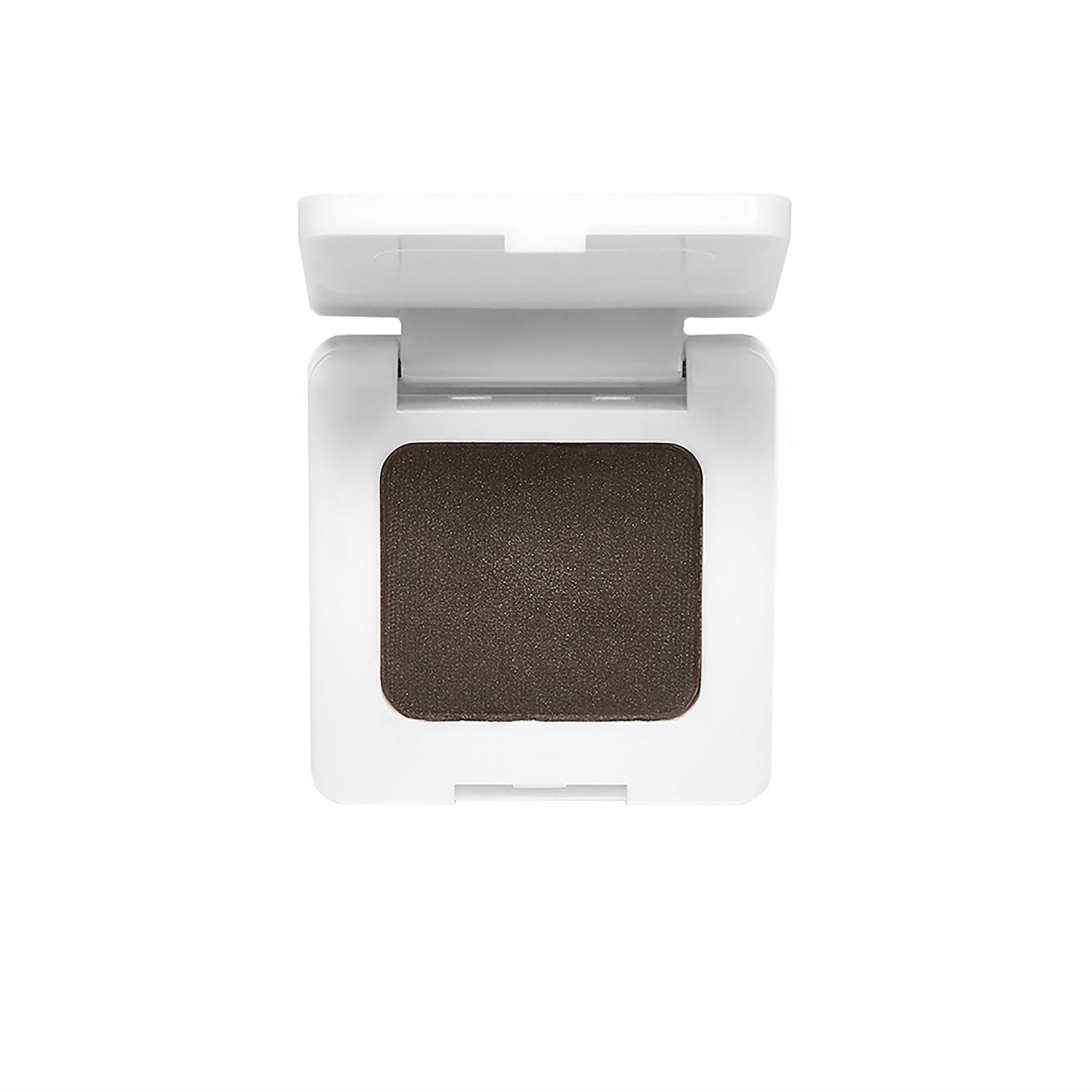 Single eyeshadow compact with dark shade against a white background.