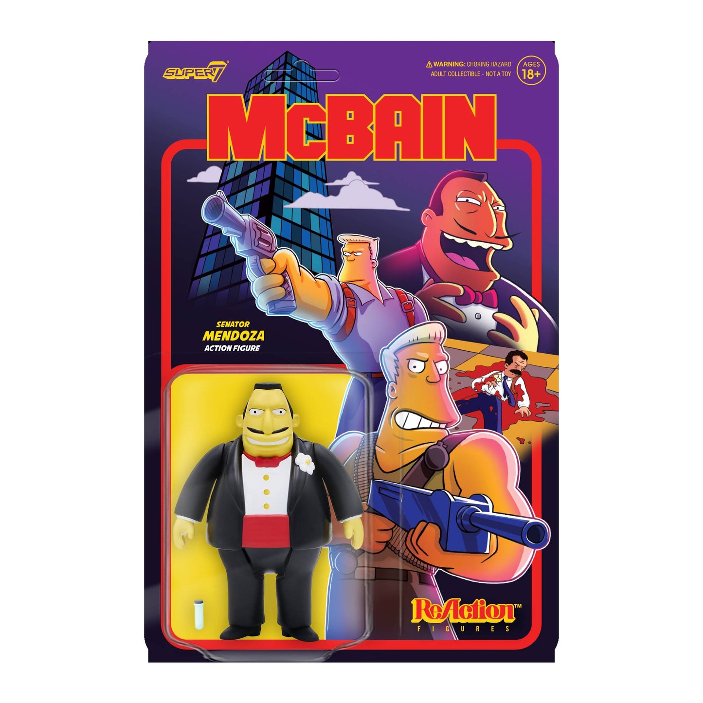 Super7 ReAction Figures - The Simpsons: McBain - Senator Mendoza Action Figure (81360) LAST ONE!