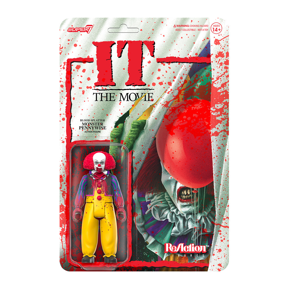Super7 ReAction Figures - IT (1990 TV Series) - Blood Splatter Monster Pennywise Action Figure 82400 LOW STOCK