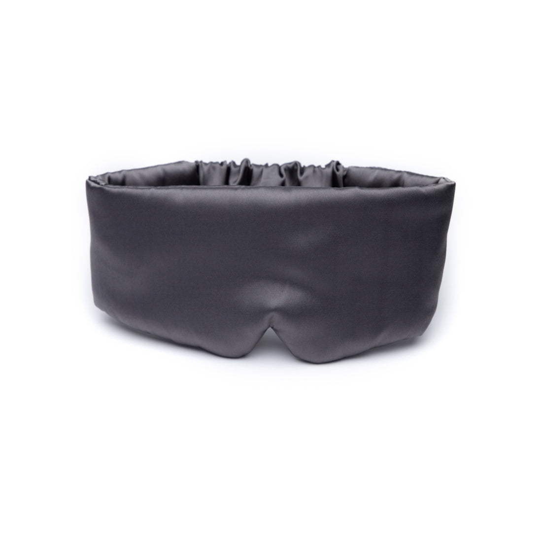 Black eye mask for sleep on a white background.