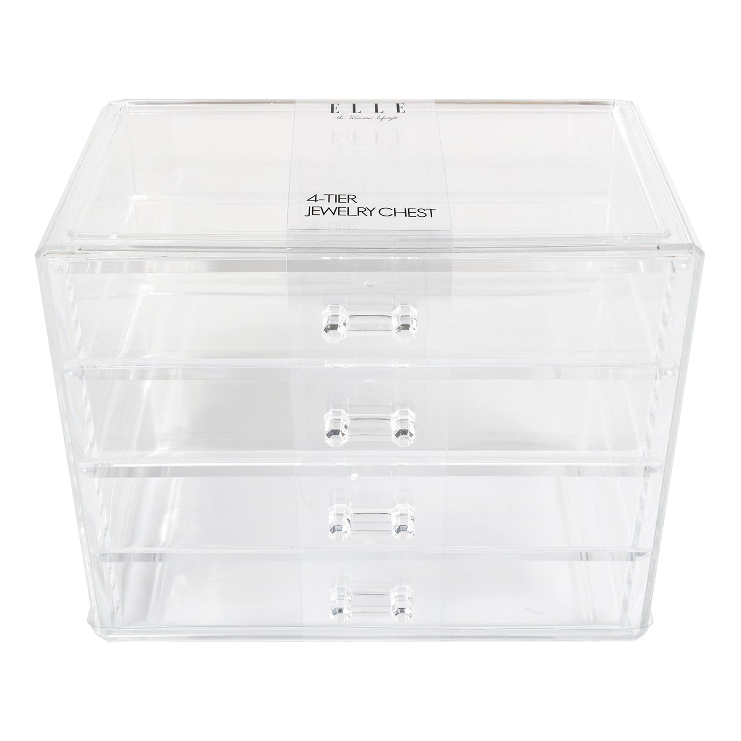 Elle Clear Jewelry Chest 4 Drawers