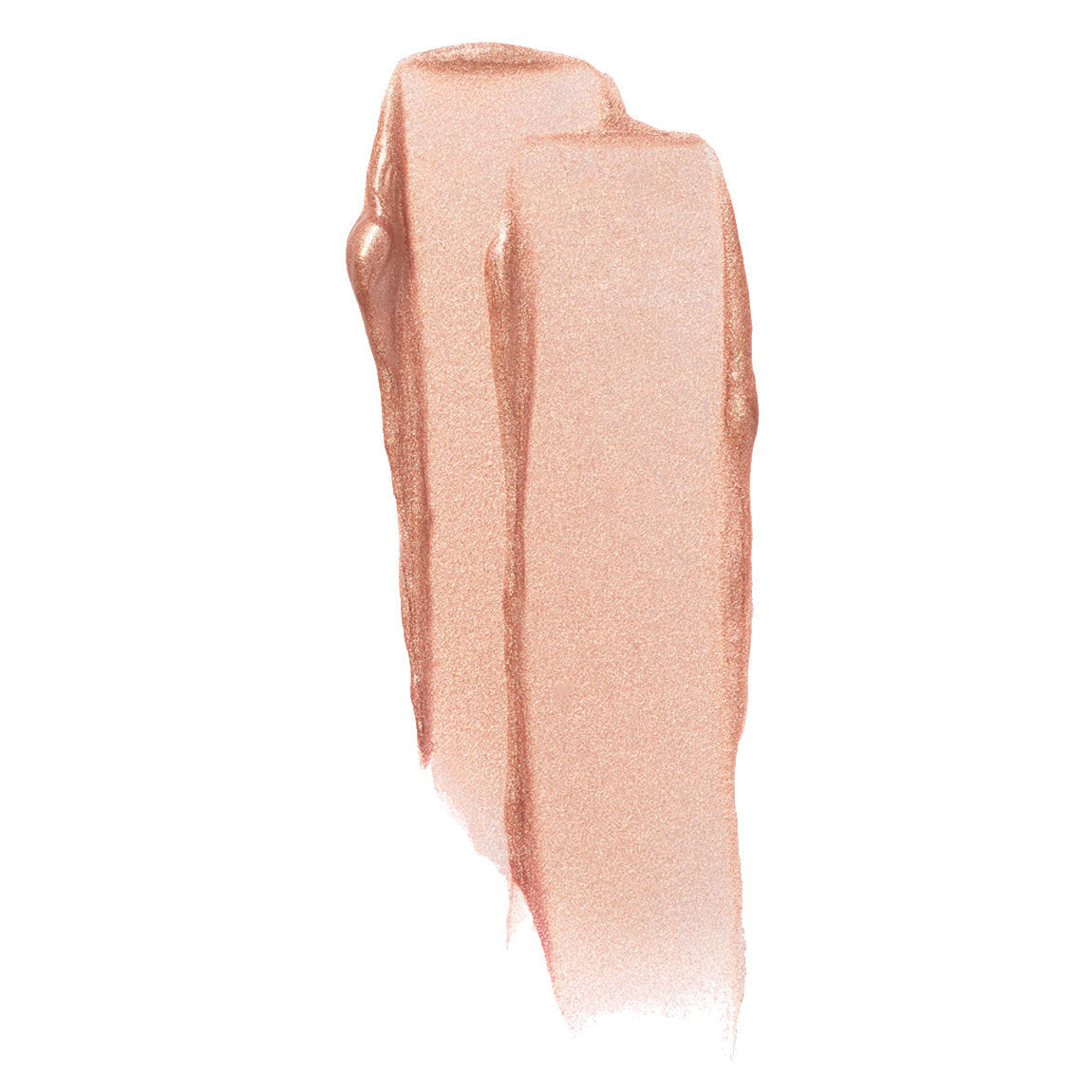 Swatches of shimmery beige cosmetic product, possibly lipstick or eyeshadow, on a white background.