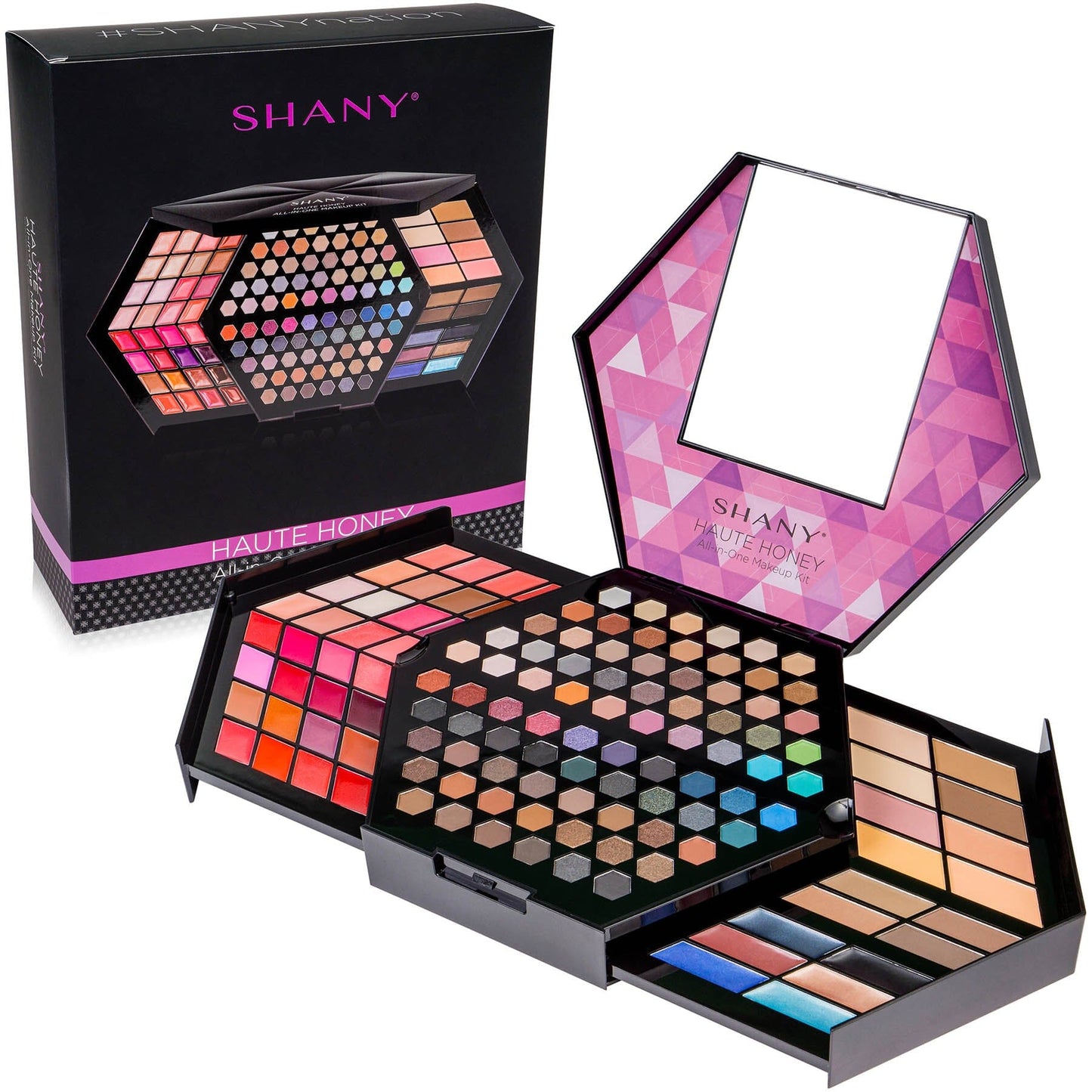 SHANY Haute Honey Makeup Set - All-in-One Makeup Kit with 80 Eyeshadows, 32 Lip Colors, 6 Gel Eyeliners, 4 Face Powders, 4 Blushes, and 4 Eyebrow Powders - SHOP - MAKEUP SETS - ITEM# SH-185