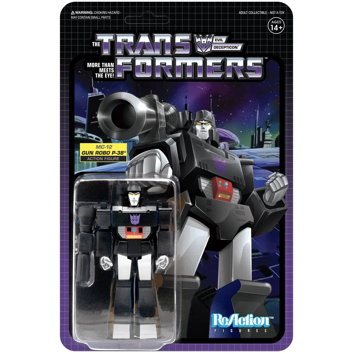 Super7 ReAction Figures - Transformers - Microchange MC-12 Gun Robo P-38 (Black Megatron) Action Figure