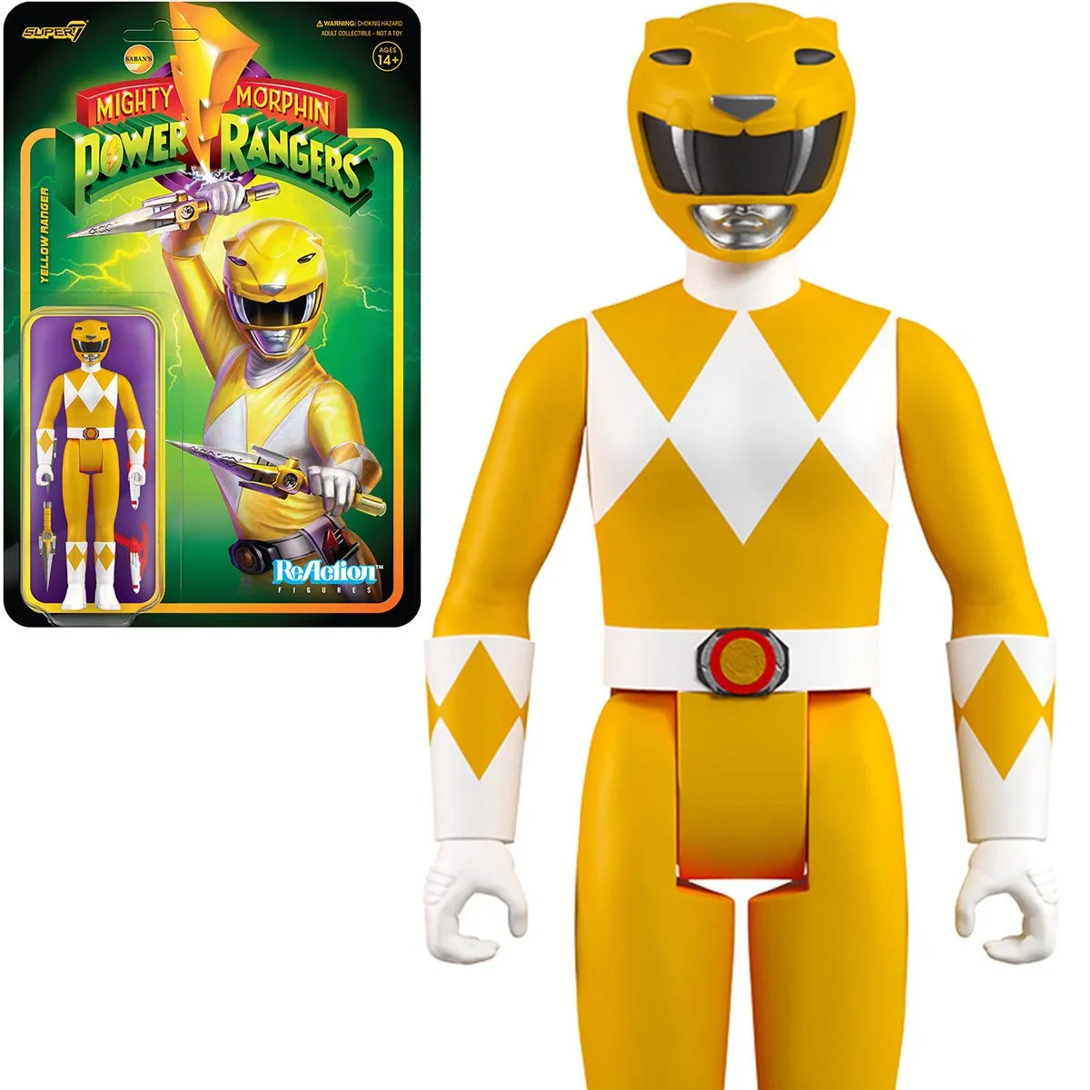 Super7 ReAction Figures - Mighty Morphin Power Rangers - Yellow Ranger Action Figure (81420)