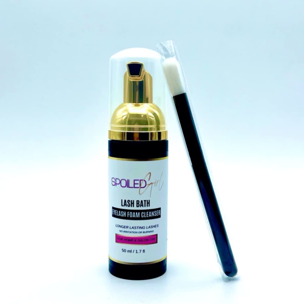 1on1 Eyelash Extension & Makeup Remover Foam Cleanser Shampoo - 100% Oil Free & Safe For All Skin - No Irritation - Salon & Home Use - 1x Soft Bristle Cleansing Brush - (50ml)