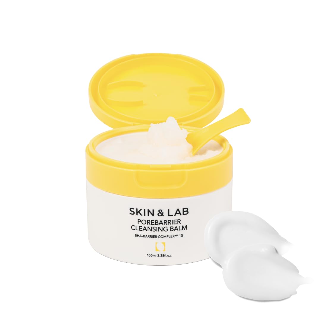 [SKIN&LAB] Porebarrier Face Cleansing Balm | Eyelash Extension-Safe Cleanser | Vegan Makeup Remover for Waterproof Makeup | Balm to Oil to Milk | Gentle for | Made in Korea | 3.38 Fl Oz