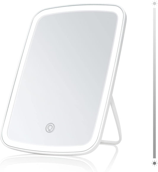 Lighted Makeup Mirror with Lights, Portable USB Rechargeable Make up Mirror, Cosmetic Mirror with Touch Screen and Brightness Adjustable