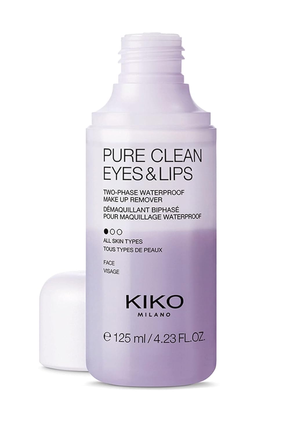 Kiko MILANO - Pure Clean Eyes & Lips Two-phase Makeup Remover for Eyes and Lips. 125 ml / 4.22 Ozl | Waterproof Makeup Remover Ideal 4 All Skin Types | Lip and Eye Makeup Remover | Made in Italy