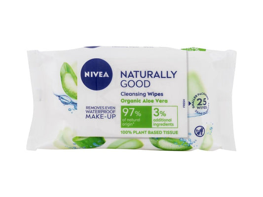 Nivea Naturally Good Cleansing Wipes- 25 Wipes Organic Aloe Vera
