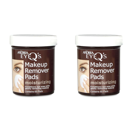 Andrea Eye Q's Eye Make Up Remover, Eye Q's Moisturizing, 65 pads (Pack of 2)