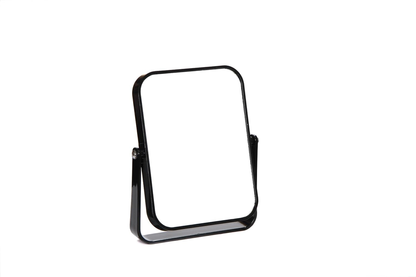 Desk Table Vanity Mirror Portable Dual Sided Cosmetic Makeup 2X Magnification Swivel 360 Rotation with Adjustable Stand, Black (Black)