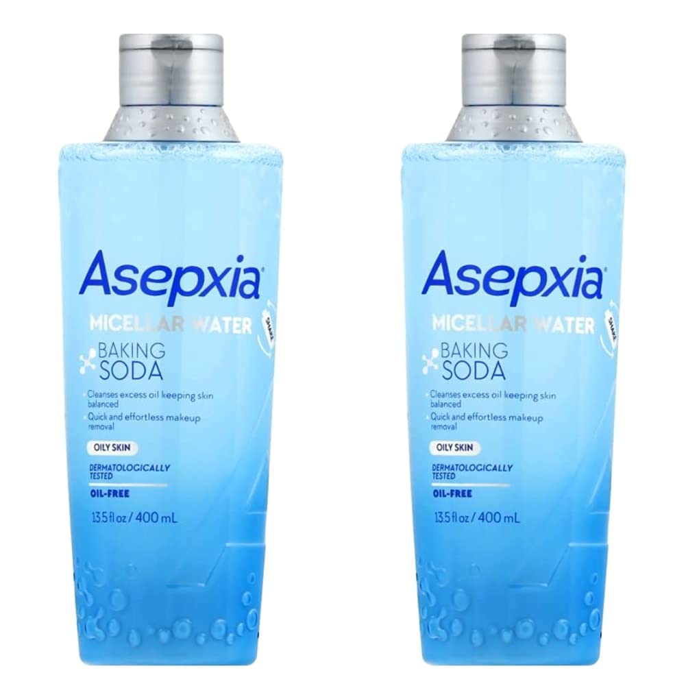 Asepxia Baking Soda Micellar Water Cleanser & Makeup Remover, 13.5 Ounce (Pack of 2)