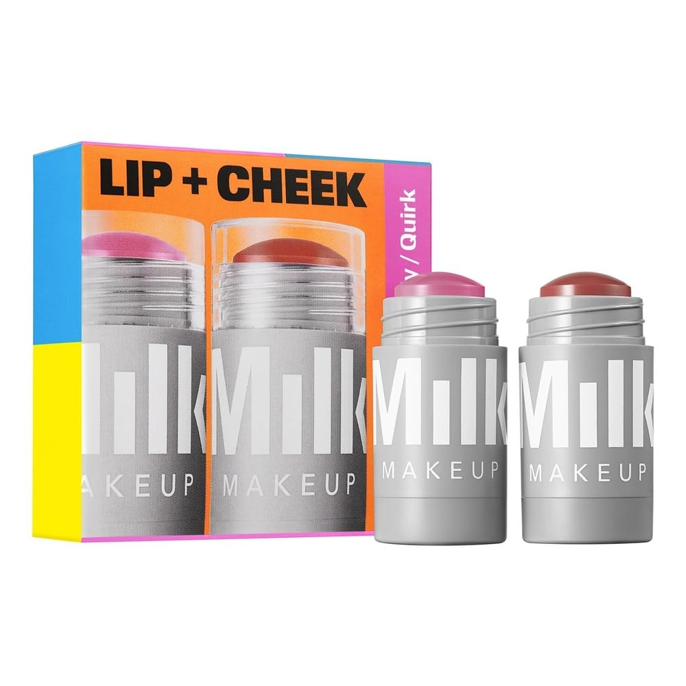 MILK MAKEUP Lip + Cheek MVPs Cream Blush Stick Set Rally - mauve with shimmer, Quirk - spiced rose