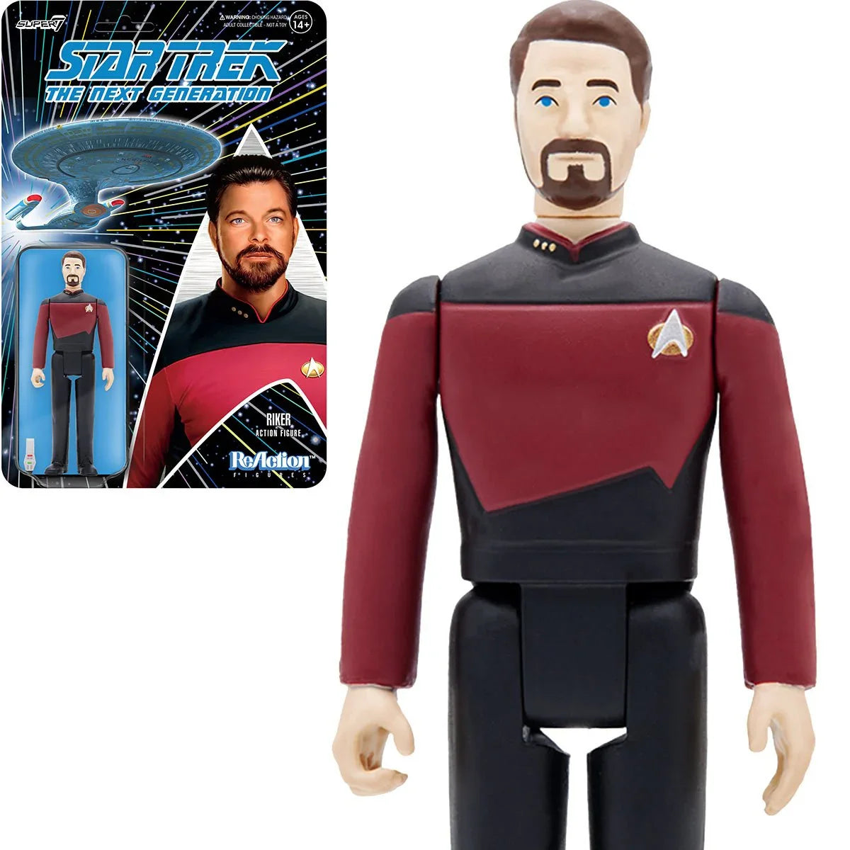 Super7 ReAction - Star Trek: The Next Generation - Commander William T. Riker Action Figure (81536)
