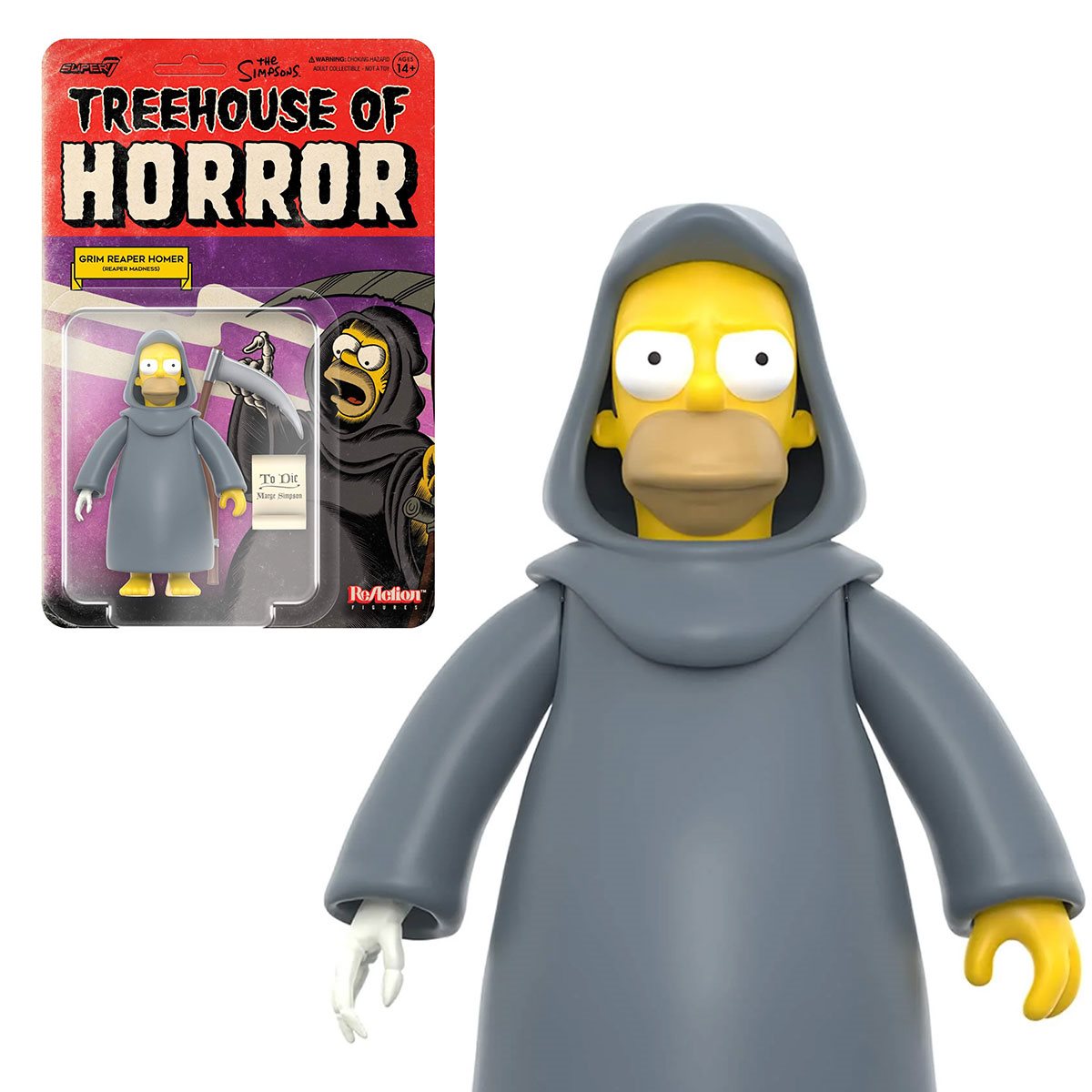 Super7 Reaction Figures The Simpsons Treehouse of Horror W4 Grim Reaper Homer (Reaper Madness) 82426 LOW STOCK