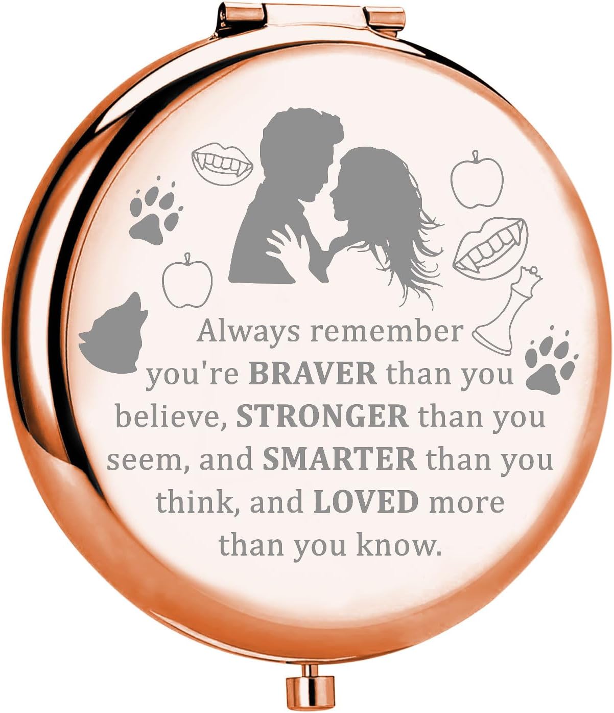 MYOSPARK Twilight Movie Compact Makeup Mirror Edward and Bella Fans Gift Vampire Fans Gift Movie Inspired Gift Fandom Gift (Twilight AMirror)