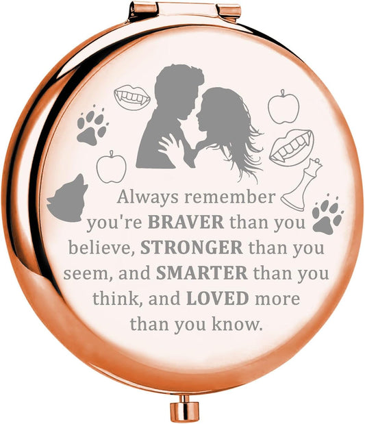 MYOSPARK Twilight Movie Compact Makeup Mirror Edward and Bella Fans Gift Vampire Fans Gift Movie Inspired Gift Fandom Gift (Twilight AMirror)