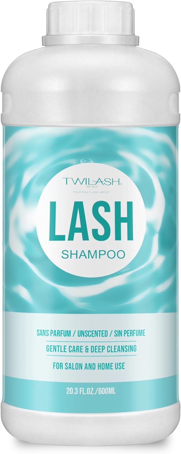 Lash Shampoo Bulk 600ml, Eyelash Cleanser for Extensions, Safe Makeup Remover, Non-irritating or Burning Formula Eyelid Foaming Cleanser for Professional Salon and Home Use (Unscented)