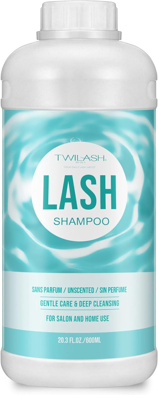 Lash Shampoo Bulk 600ml, Eyelash Cleanser for Extensions, Safe Makeup Remover, Non-irritating or Burning Formula Eyelid Foaming Cleanser for Professional Salon and Home Use (Unscented)