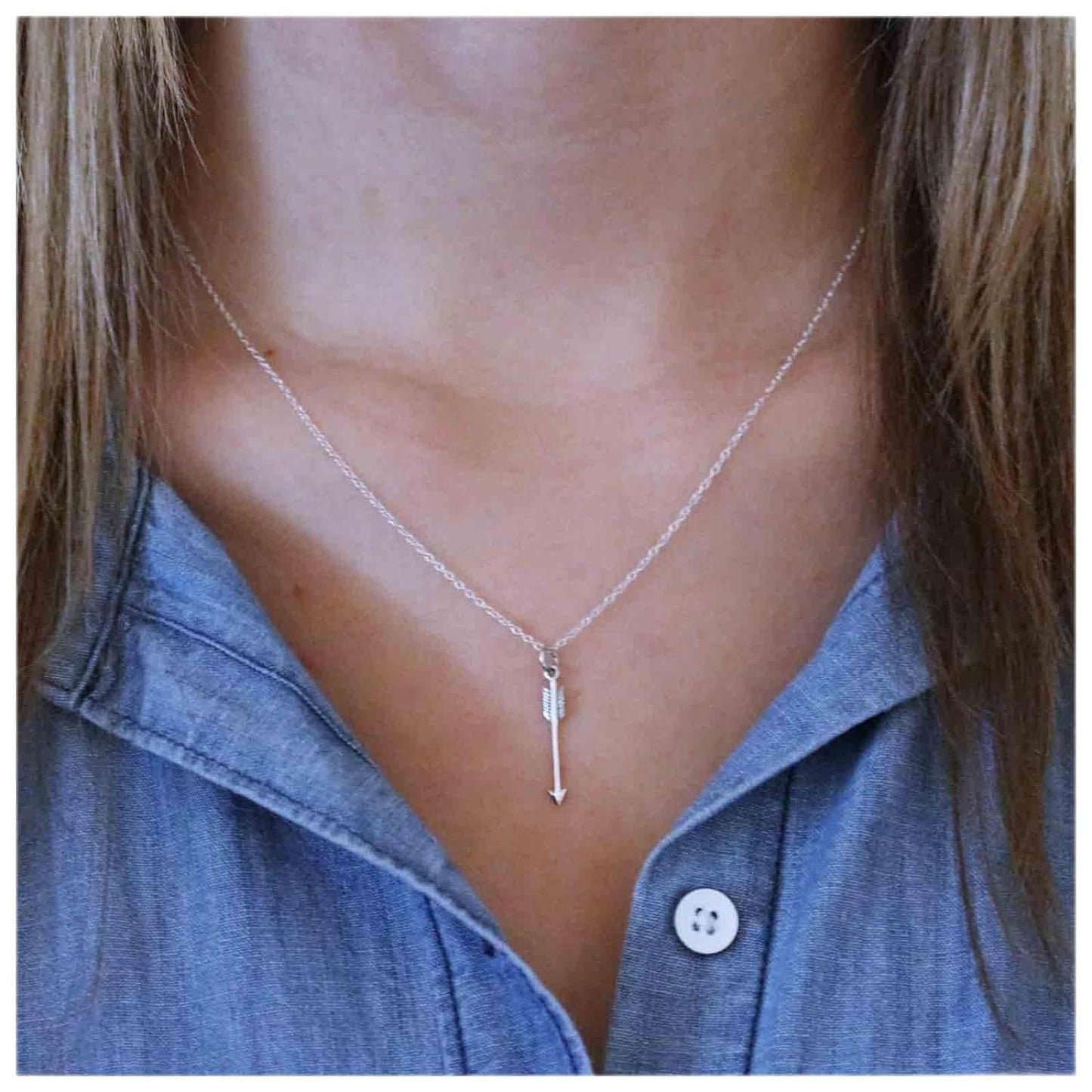 Yheakne Boho Arrow Necklace Choker Silver Arrow Pendant Necklace Small Cupid Arrow Choker Necklace Minimalist Chain Necklace Jewelry for Women and Girls