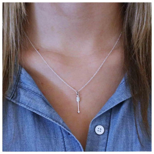 Yheakne Boho Arrow Necklace Choker Silver Arrow Pendant Necklace Small Cupid Arrow Choker Necklace Minimalist Chain Necklace Jewelry for Women and Girls