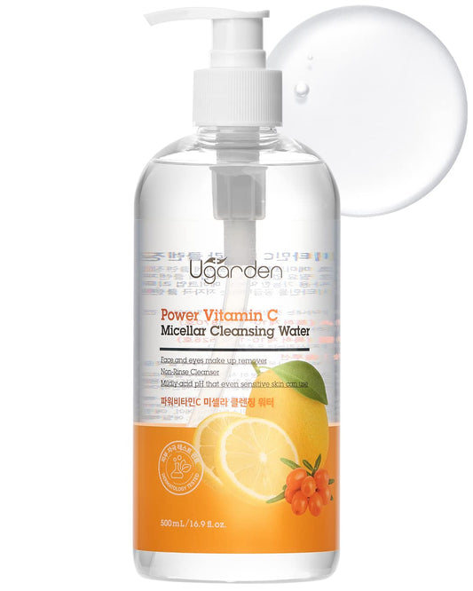 Power Vitamin C Micellar Cleansing Water, pH5.5 Rinse-Free Perfect Facial Makeup Remover, Hydrates & Brighten Skin, Dermatology Tested for Sensitive Skin, 16.9 fl.oz.