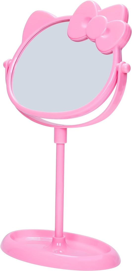 Kitty Desktop Makeup Mirror-Cute Pink Kitty Compact Mirror-Mirror with Makeup Storage Stand Suitable Bathroom or Bedroom for Kitty Birthday Party Favors Birthday for Girls Women