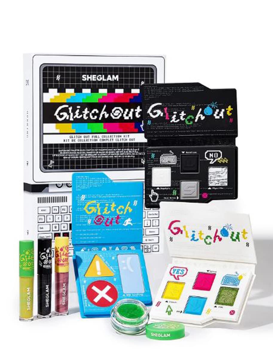 Glitch Out Face Makeup Set! Includes Eyeshadow, Blush, Lip Gloss, Lip Scrub and More! Long-Wearing, Waterproof and Smudge Proof! Shine In Your Own Unique Way! (Full Set)