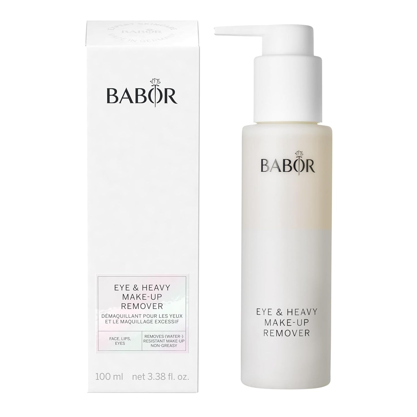 Babor Eye Makeup Remover, with Vitamin B and Aloe Vera Based, Suitable for Contact Lens, Lash Extensions, and Waterproof Mascara, Non-Greasy and Oil Free