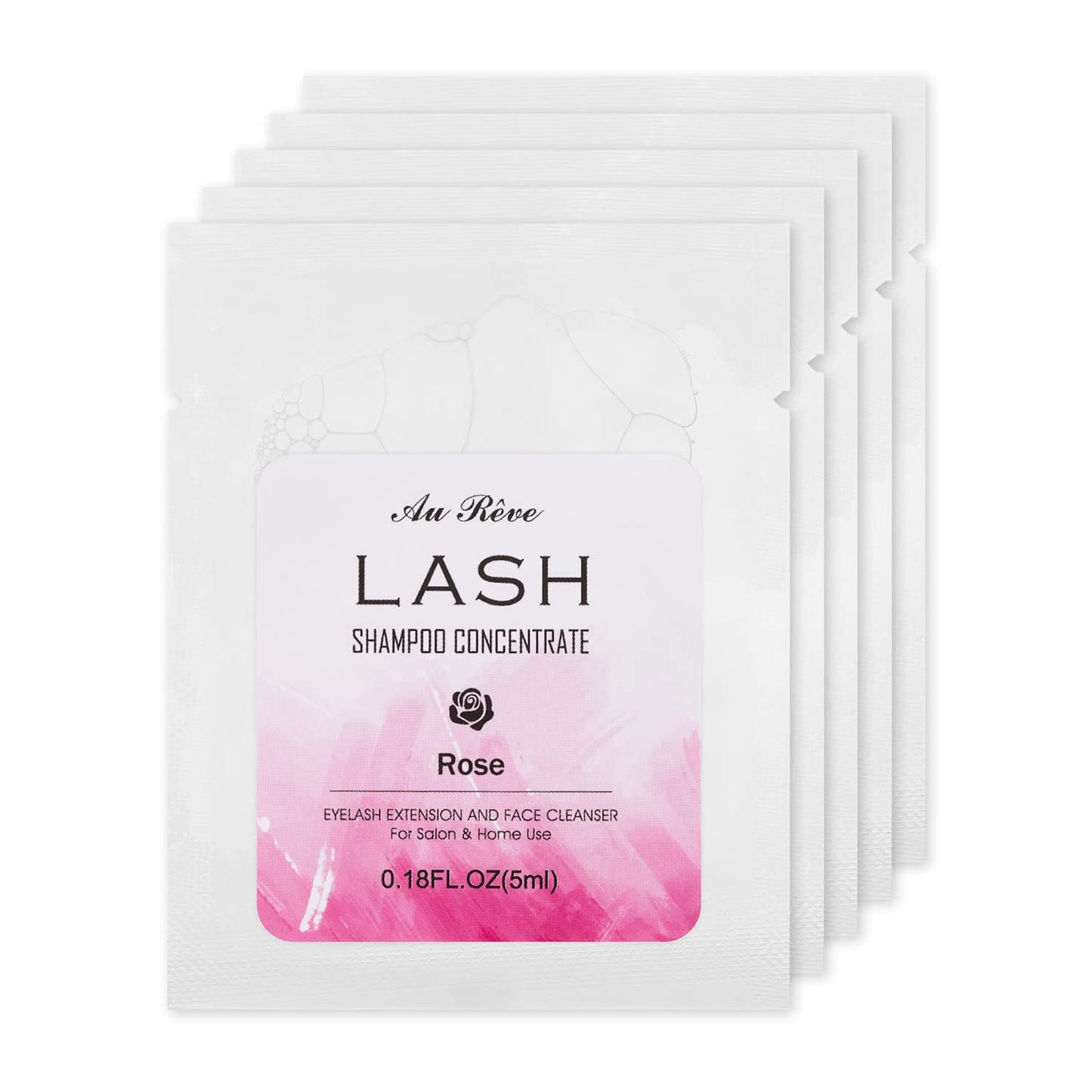 Lash Shampoo Concentrate 5ml*5 Lash Cleanser for Lash Extensions Prolong Lash Concentrate Non-irritation Eyelash Shampoo for Salon-Better Eyelash Cleaning Care Experience, Rose