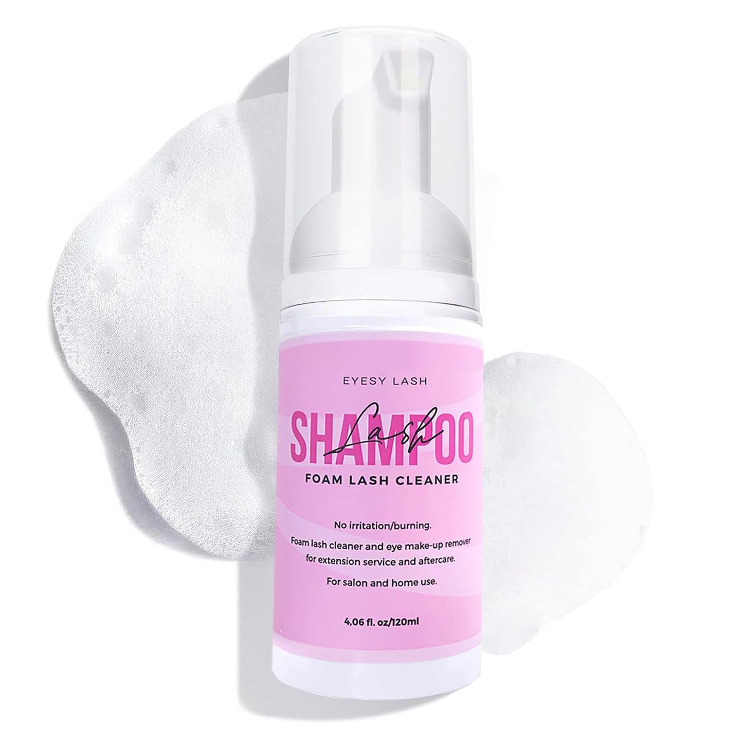 LARGE 120ml/4.05 fl.oz Lash Shampoo for Eyelash Extensions Cleanser Oil Free Foaming Soap Lash Bath and Wash | Eyelid Cleanser for Makeup Remover | Salon Use and Home Care