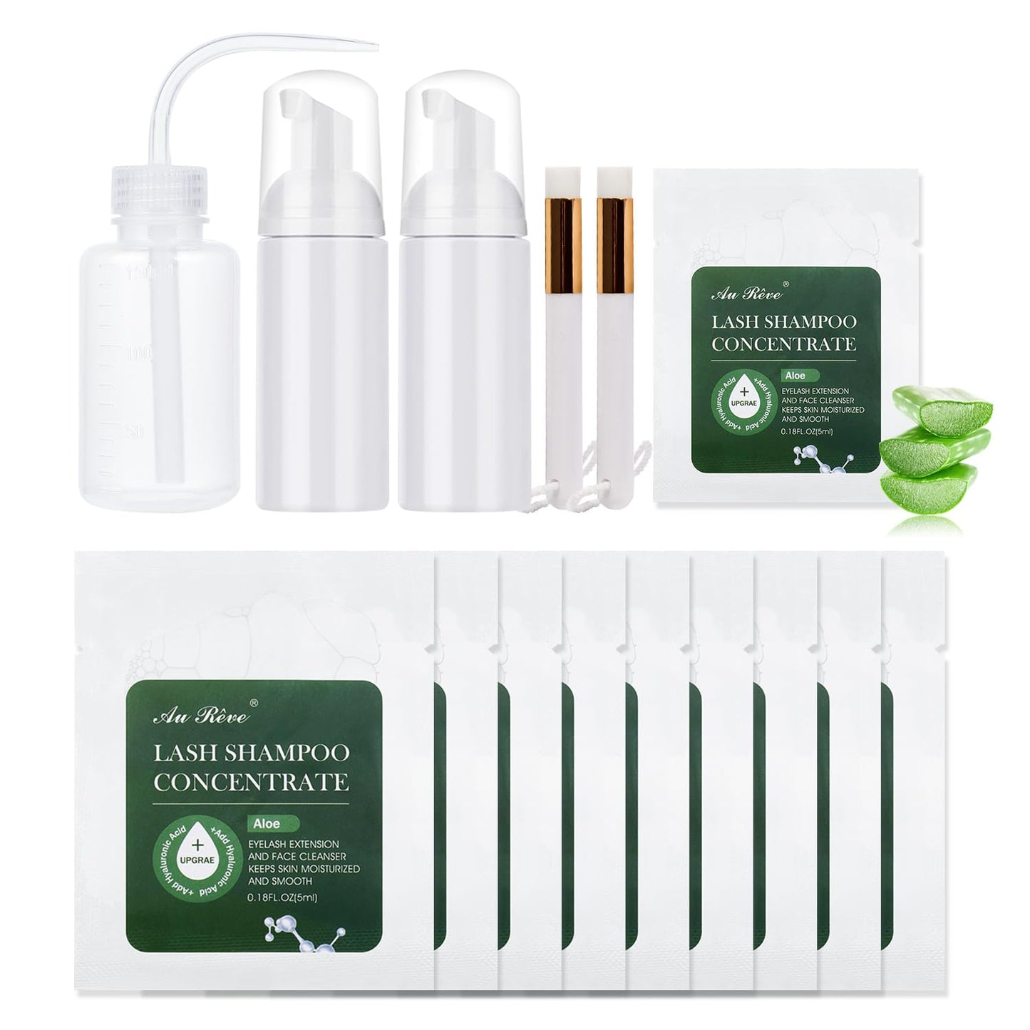 Lash Shampoo Concentrate Eyelash Extension Cleanser Update Lash Shampoo for Lash Extensions Non-irritation Lash Cleaning Kit Salon Eyelash Shampoo Home Use Lash Wash - Aloe