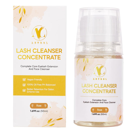 Eyelash Cleanser Concentrate 50ml Professional Lash Extensions Shampoo Natural Foaming Cleanser Non-lrritating Wash for Extensions Salon Home Care-Makes 10 Bottles 60ml(Rose)