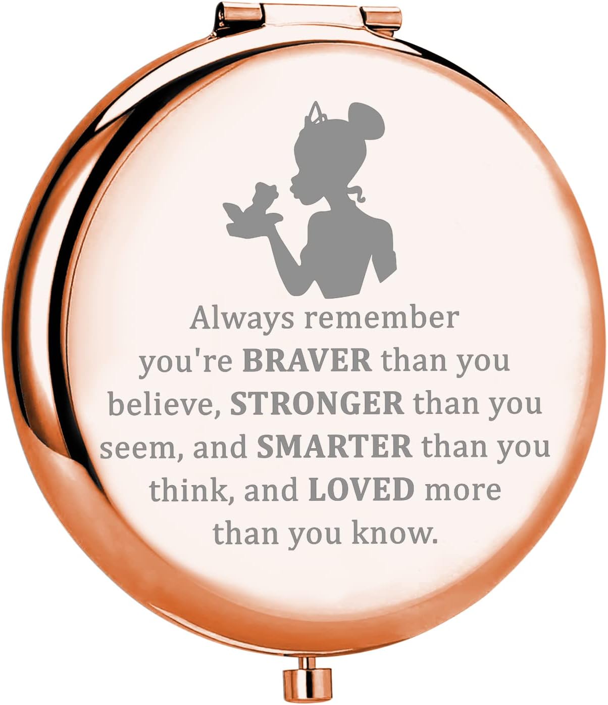 MYOSPARK Princess The Frog Inspired Gift Princess Fans Gift Tiana Princess Compact Makeup Mirror Jewelry Frog Lover Gift Fandom Gift (P-Frog Mirror)